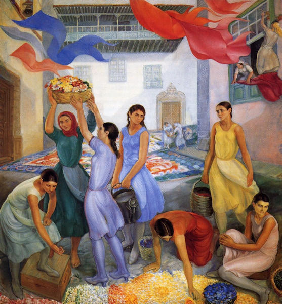 Uno de los lienzos que están en la entrada, titulado Alfombra de flores, 1928.